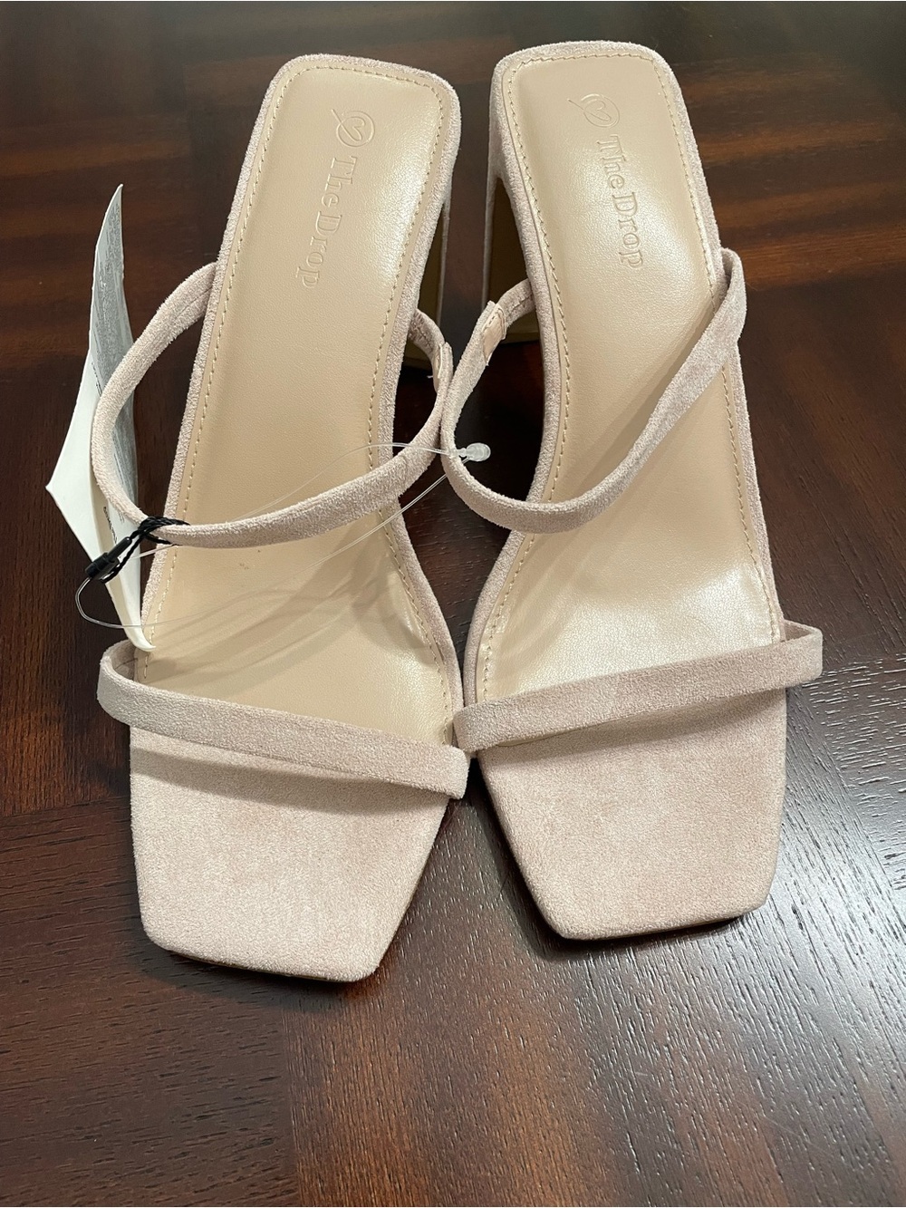 The Drop women’s size 7.5 two strap-heeled Sandals in beige sued like material
